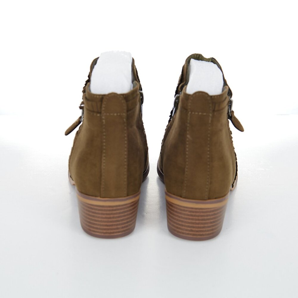 MIA Mable Ruffle Vegan Block Heel Bootie in Olive Women's 8 NWOT - Picture 4 of 8